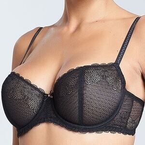 NWT Chantelle LE MARAIS Black Lace Sheer Cup UW Bra 34C
